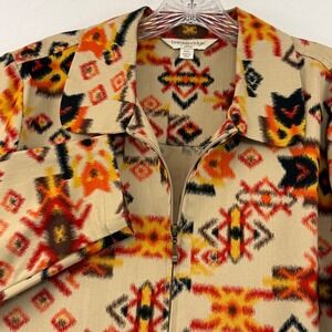 Breckenridge‎ Petite PXL Southwest Tribal Print Zip Front Jacket